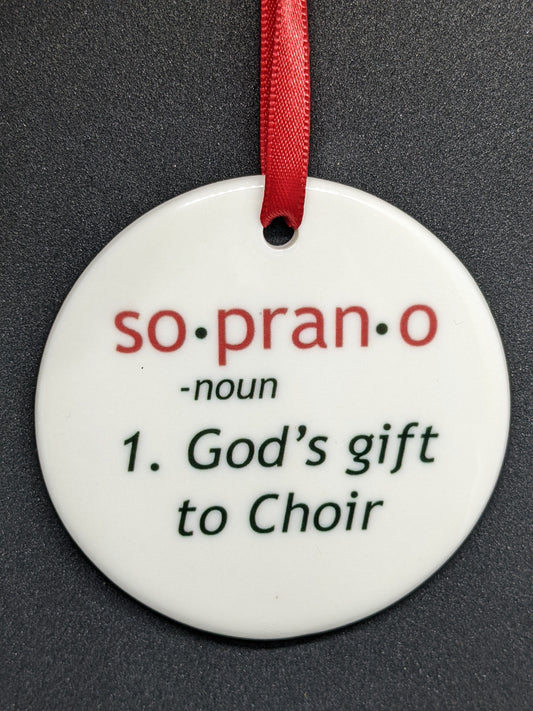 Soprano Ceramic Ornament with Red Ribbon