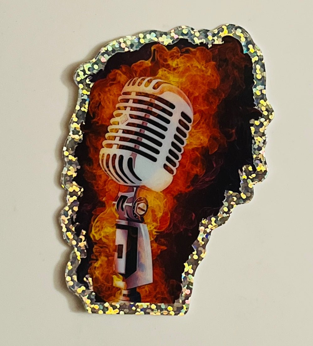 Singer's Box - Vintage Mic with Holographic Border Sticker